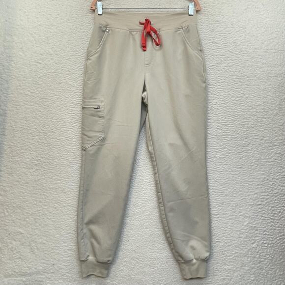 FIGS Scrub Pants Womens Small Beige HW Zamora Jogger High Waisted Pockets Cargo - Picture 1 of 10